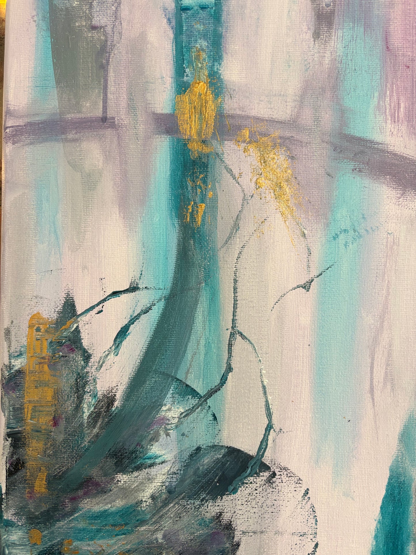 Holding Shape | Original soft abstract painting with gold detail