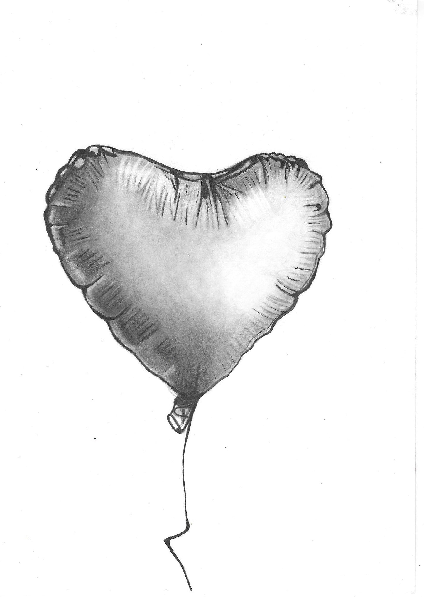 Balloon Heart Drawing | Original Graphite Artwork | Minimalist Contemporary Art
