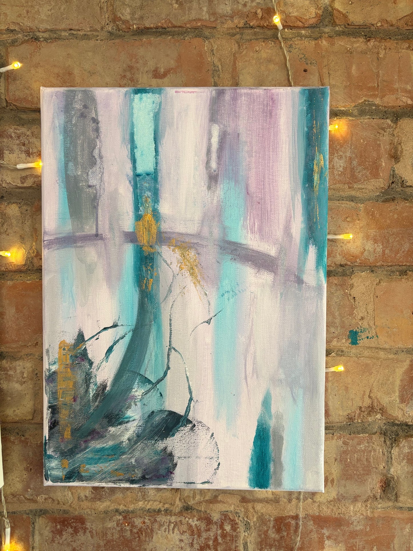 Holding Shape | Original soft abstract painting with gold detail