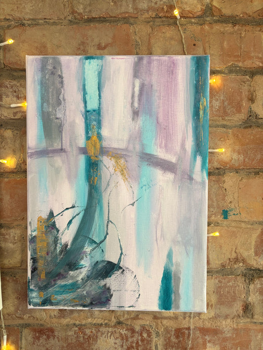 Holding Shape | Original soft abstract painting with gold detail
