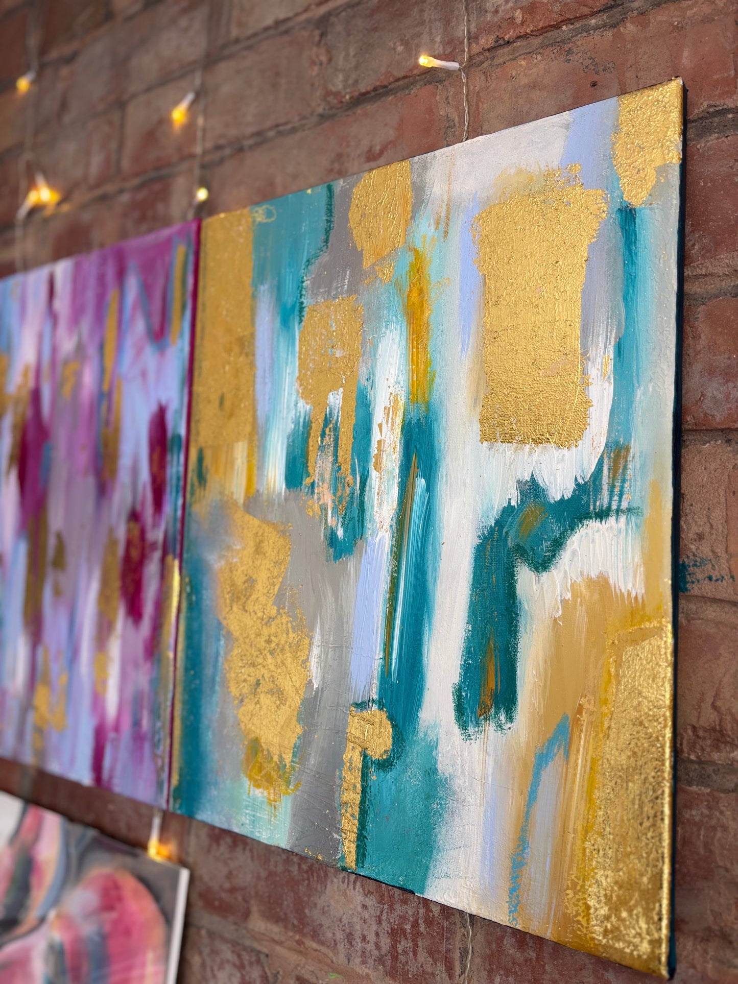 Carried Quietly | Original Abstract Diptych with Gold Detail