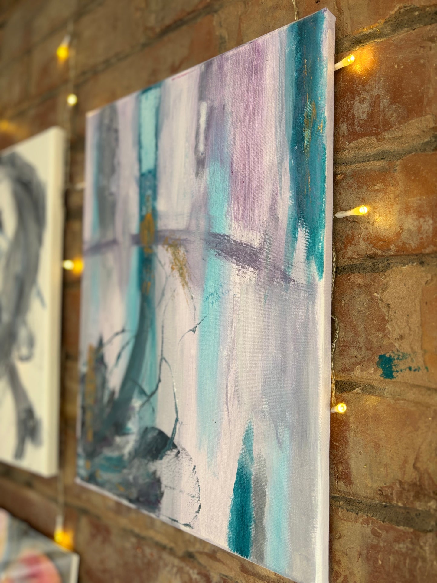 Holding Shape | Original soft abstract painting with gold detail