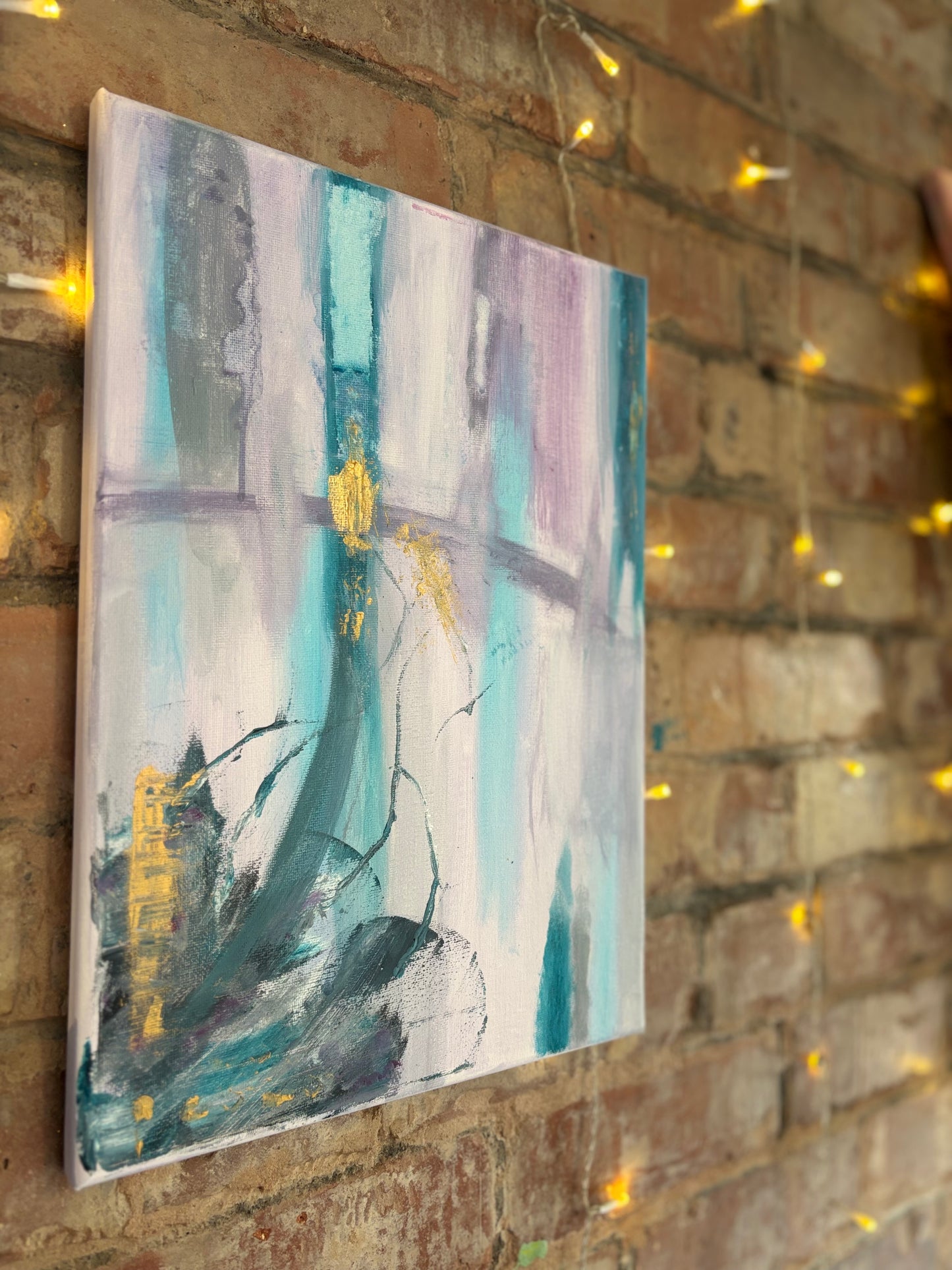 Holding Shape | Original soft abstract painting with gold detail