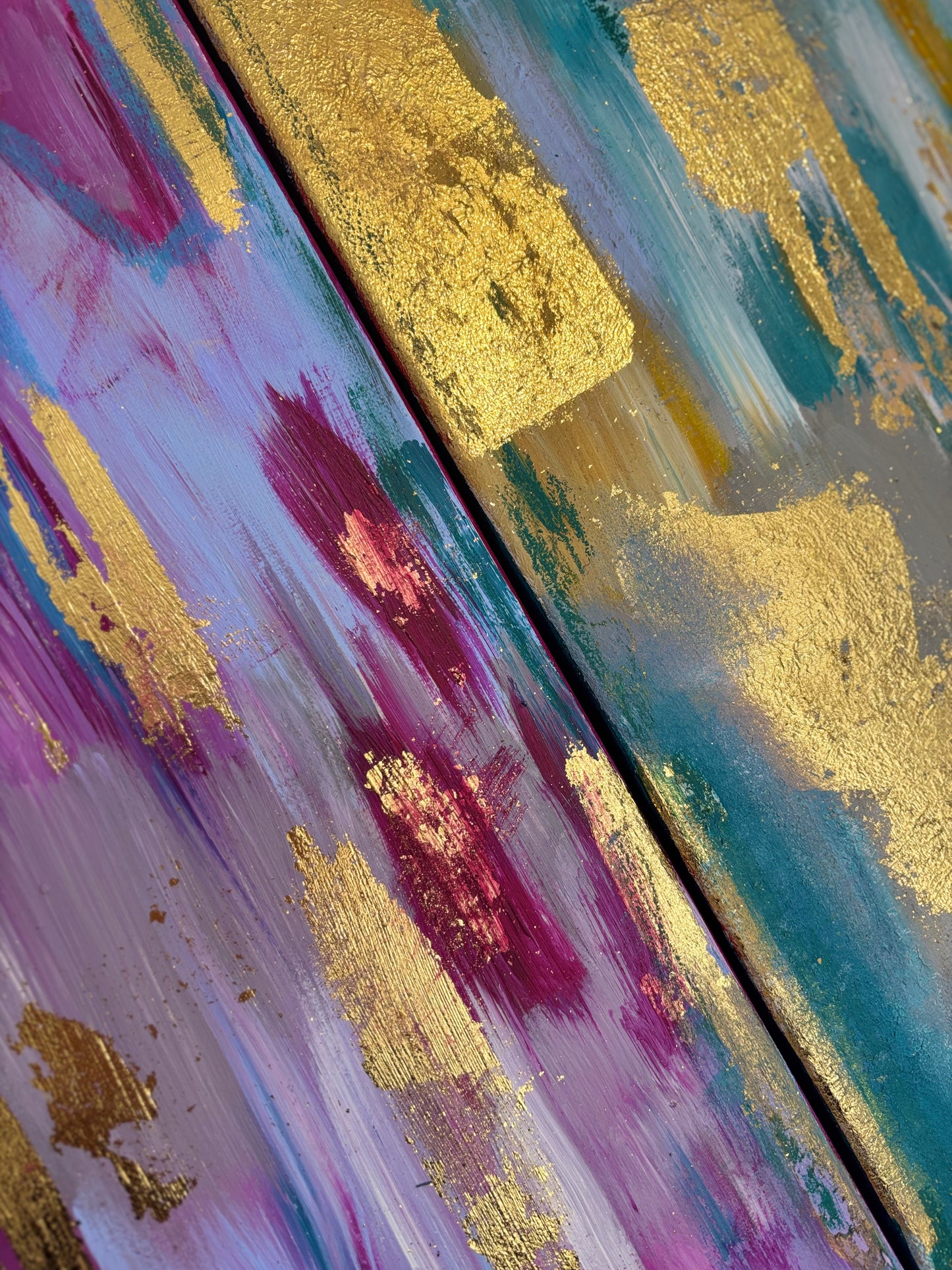 Carried Quietly | Original Abstract Diptych with Gold Detail